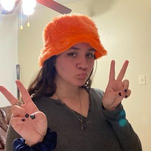 Fuzzy Orange Bucket Hat